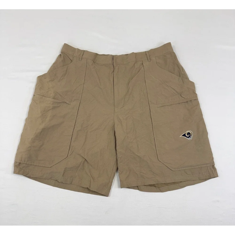 Vtg NFL Onfield Reebok Rams Shorts Mens 3XL Khaki Tan Sideline Coaching Cargo